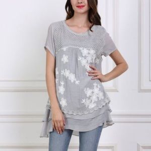 Gray Floral Tunic